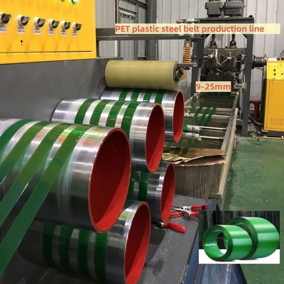 Đường dây sản xuất băng đeo dây 9-25mm PET Đường dây sản xuất băng đeo dây polyester Máy đeo dây PET