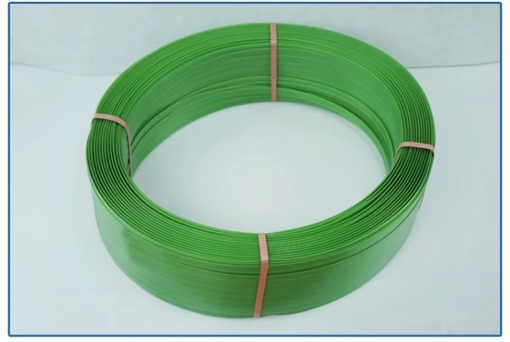 Vành đai đóng gói nhựa PET chống lạnh, dây đai đóng gói PET siêu kéo, dây đai ràng buộc xanh, Mô hình: PET-16080