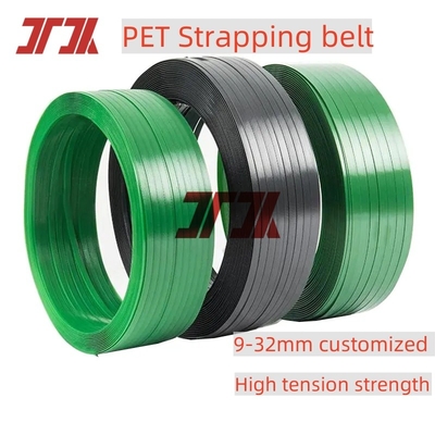 Nhập khẩu 9-32mm tùy chỉnh màu xanh lá cây PET Polyester nhựa thép dây đai cho gạch đá đóng gói