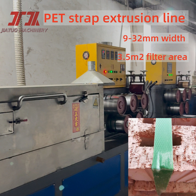 9-32mm chiều rộng nhựa PET hạt tái chế vật liệu dây đai làm dây chuyền sản xuất với bơm nóng chảy và chính xác chết đầu