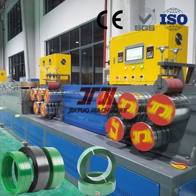 Đường dây sản xuất dây đai thép nhựa PET được điều khiển bởi PLC Thiết bị ép PET Thiết bị đeo dây đai PET với dây đai PET xanh