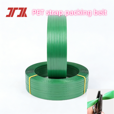 Vành đai dây đai PET tự động màu xanh lá cây 9 đến 25 mm PET dây đai đóng gói với bề mặt mịn và bằng phẳng