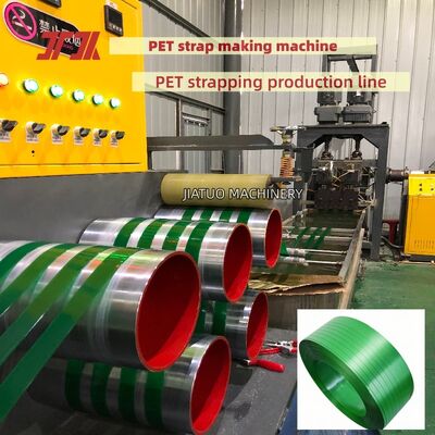 Máy đóng đai PET 16mm Mackine làm dây đeo PET tự động với sản xuất nguyên liệu vảy chai PET 100%