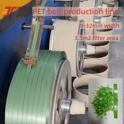 Máy đùn dây đai PET 9-32mm với mảnh chai PET tái chế và điều khiển PLC hoàn toàn tự động