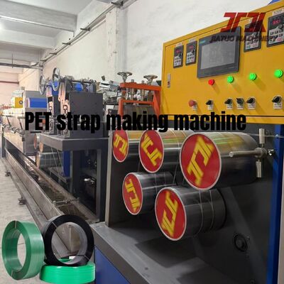 Máy sản xuất dây đai PET tự động với công suất 220-250kg/H, chiều rộng dây đai 9-32mm, sử dụng vật liệu tái chế 100% từ chai PET
