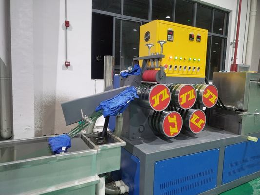 300KW 0.6mm PET Strap Extrusion Line Twin Screw Strapping Band Làm lại PET Strap
