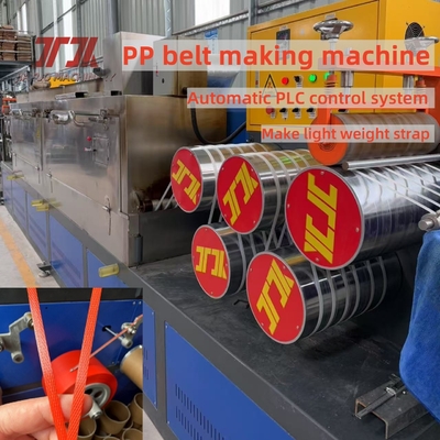 0.3mm Độ khoan dung chiều rộng PP Packing Strap Extruder dây chuyền sản xuất với máy cuộn bán tự động và PLC