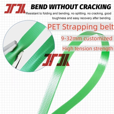 Dải dây đai PET polyester sáng 200mm 406mm In logo lõi với độ thẳng tốt Sử dụng cho hàng hóa nặng