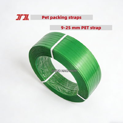 Vành đai dây đai PET tự động màu xanh lá cây 9 đến 25 mm PET dây đai đóng gói với bề mặt mịn và bằng phẳng