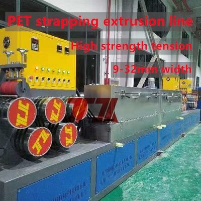 Máy đùn dây đai PET 9-32mm với mảnh chai PET tái chế và điều khiển PLC hoàn toàn tự động