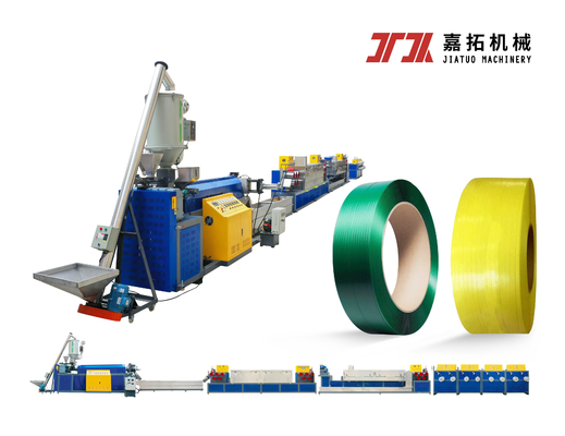 Máy ép đùn băng/đai đóng gói PET để đóng gói bằng mảnh chai tái chế 100%